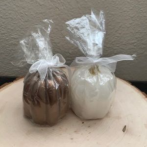 White/Bronze Pumpkin Candle Set 🎃